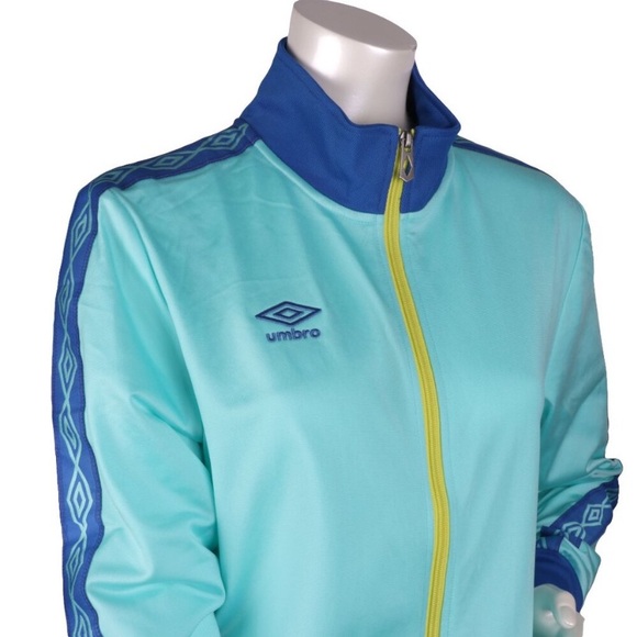 Umbro Track Jacket Coat Full Zip Sports Soccer Footie Turquoise Blue Yellow NEW - Picture 1 of 5
